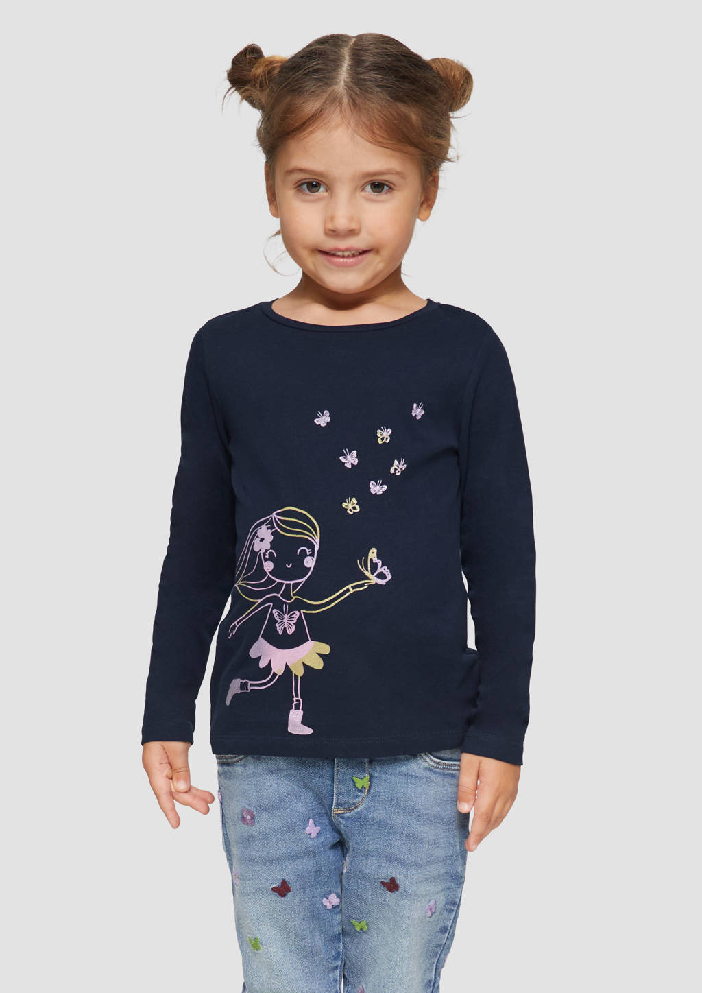 s.Oliver longsleeve met printopdruk donkerblauw