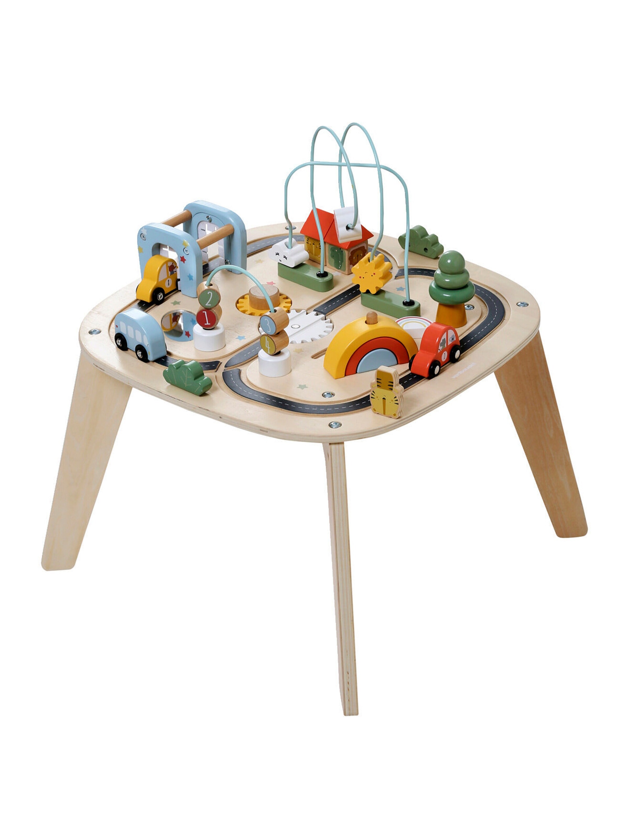 Vertbaudet Baby Activity-Tisch mit Autos, Holz FSC® beige