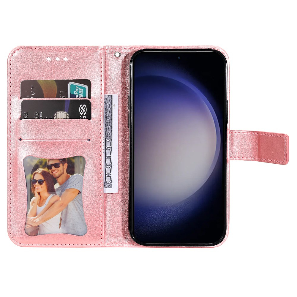 Samsung Galaxy S24  Plus Leder Tasche Wallet - Mandala Flowers Imprint - Rosa