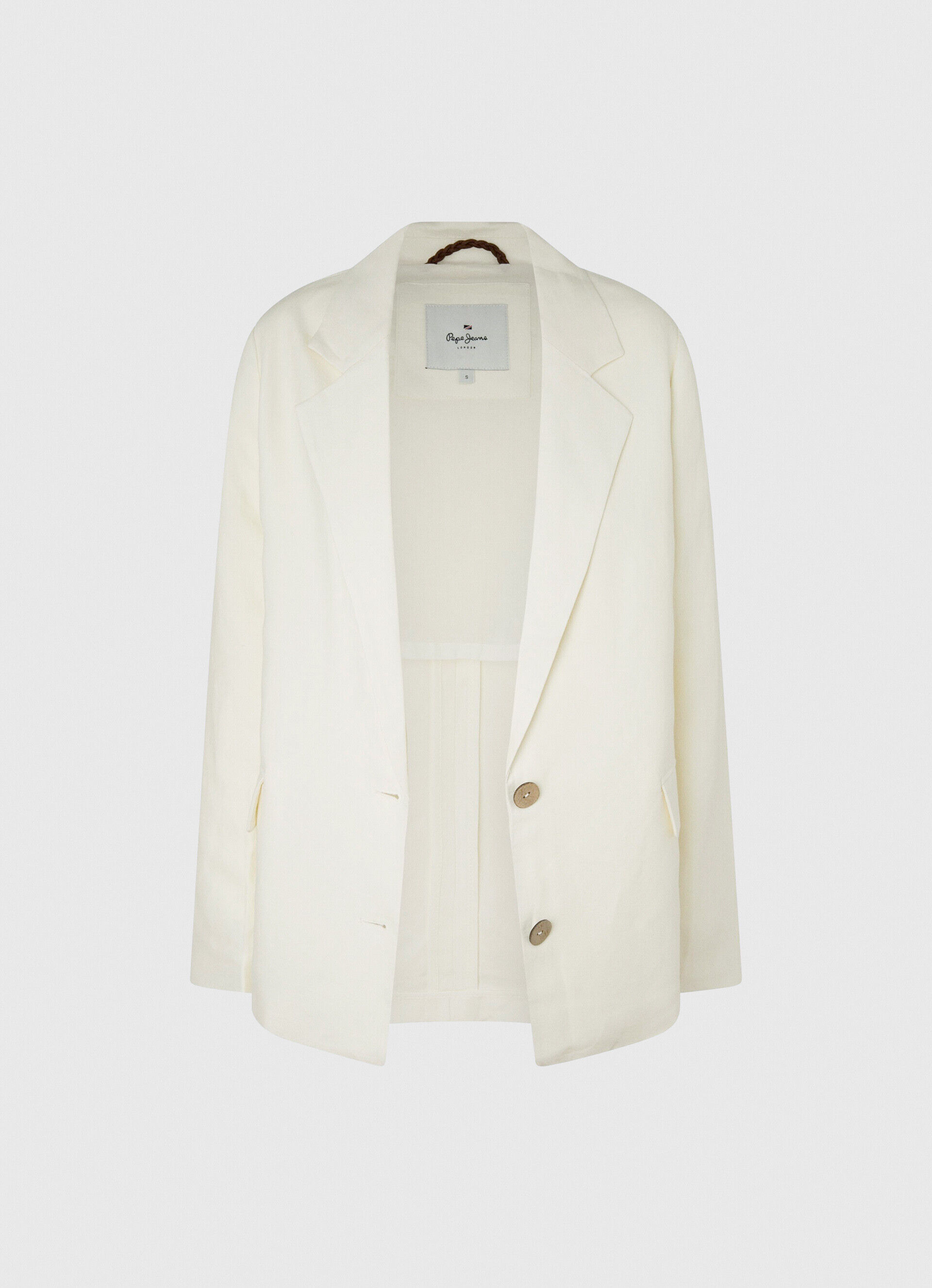 Blazer de linho com decote cruzado - branco mousse