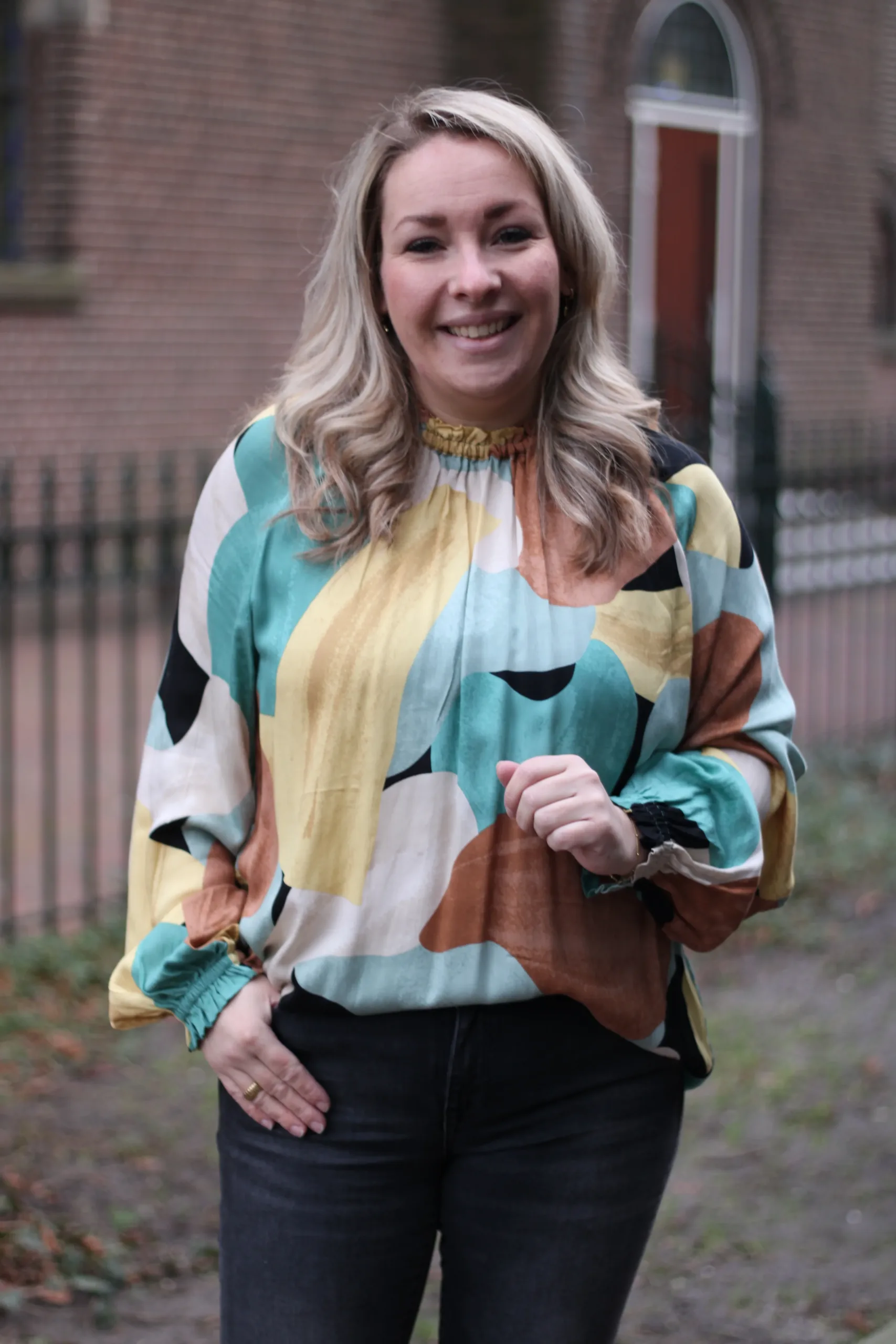 Culture - Dana Longsleeve Blouse - Green Milieu Art