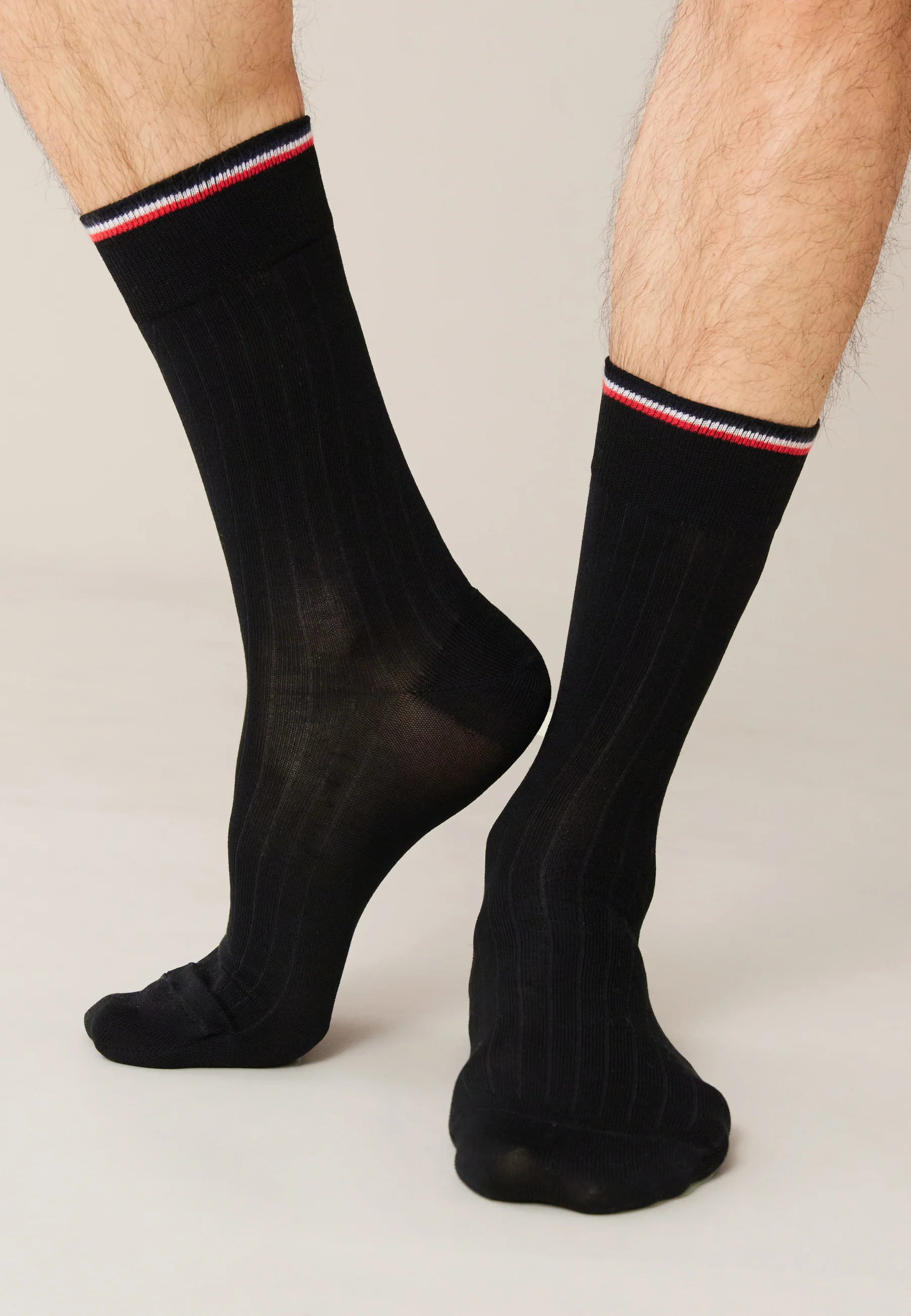 Chaussettes mi-hautes en fil d'Ecosse-Nessy Noir