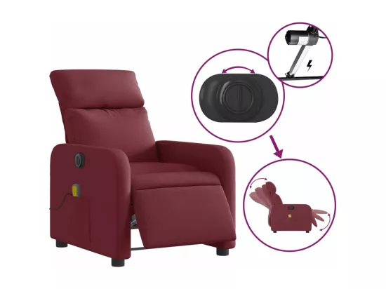 Fauteuil massant inclinable électrique Rouge bordeaux Tissu