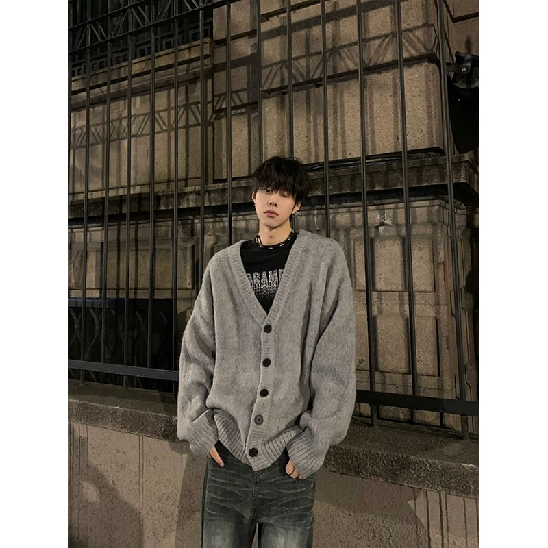 Posive - V-hals effen oversized vest met knopen
