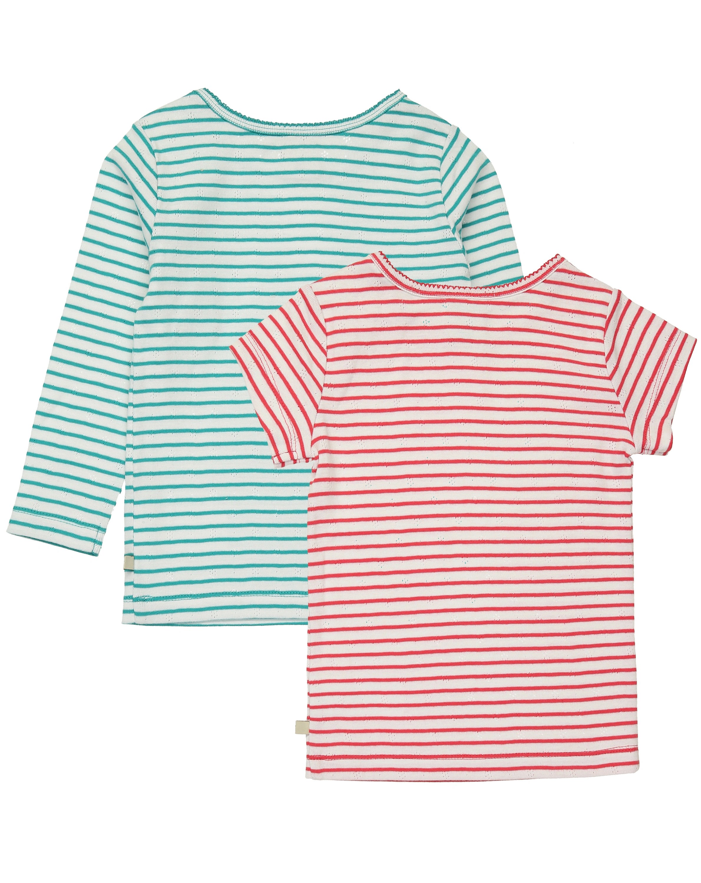 T-Shirt POINTELLE TOPS 2er-Set gestreift in türkis/pink