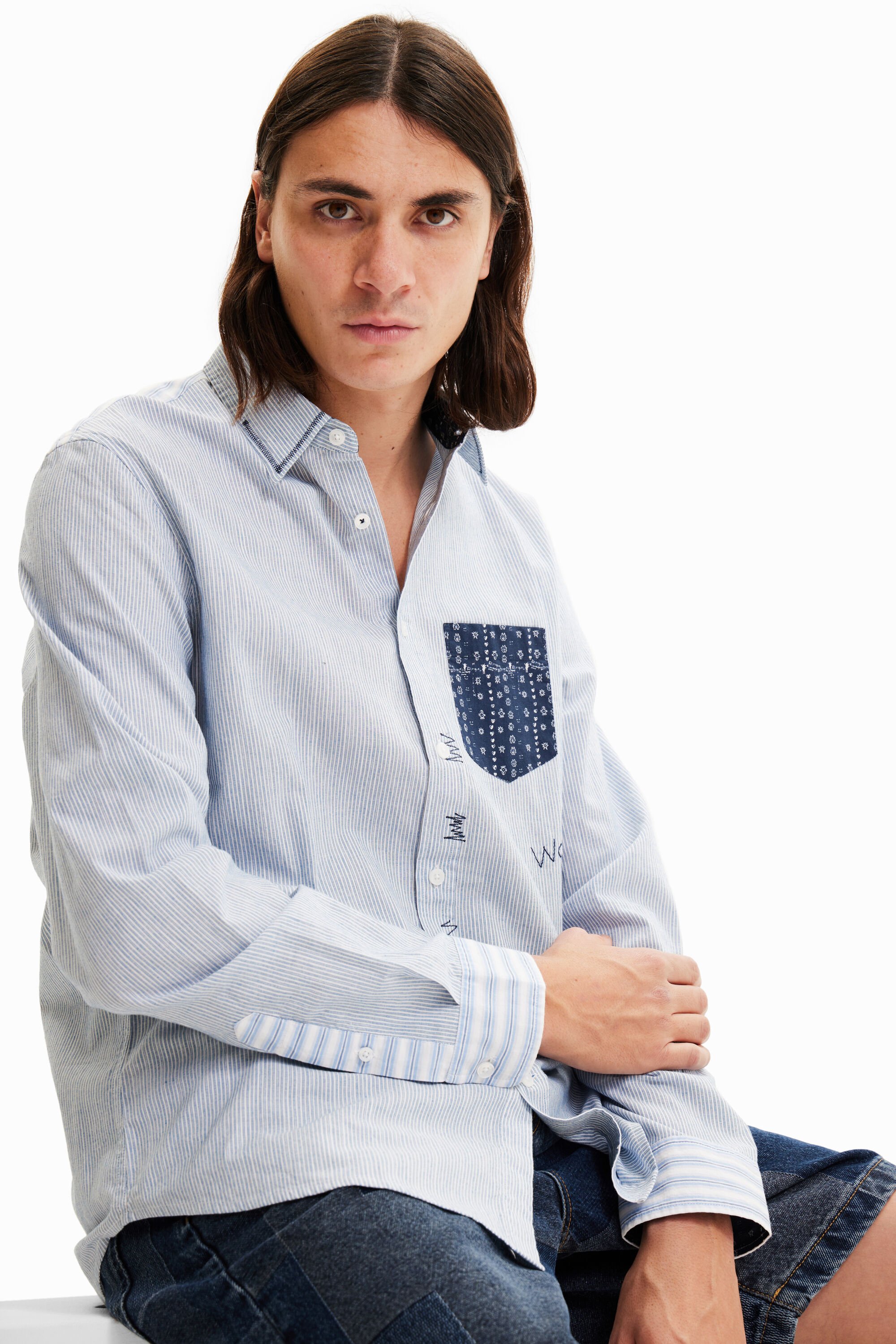Chemise rayures contraste