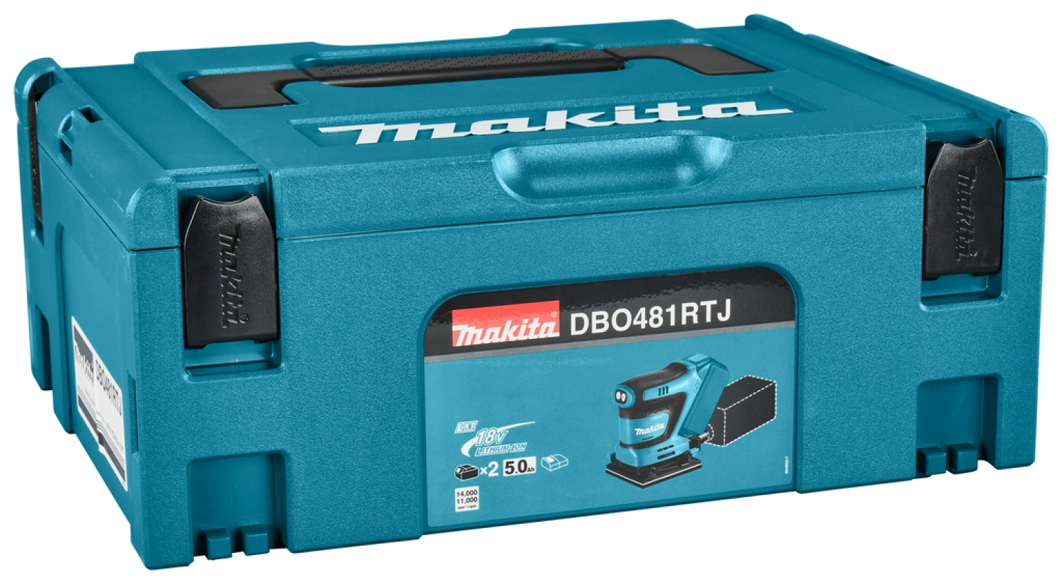Makita DBO481RTJ LXT 18V Li-ion Accu vlakschuurmachine set (2x 5,0Ah) in Mbox - 114x140 mm