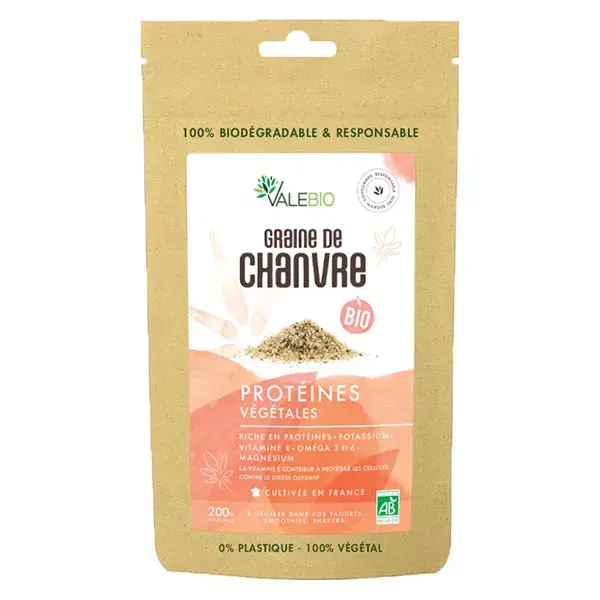 Sementes de cânhamo descascadas orgânicas Valebio 200g