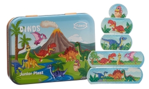 FLAWA Junior Plast Strips Dino Tin Box, 20 Stück