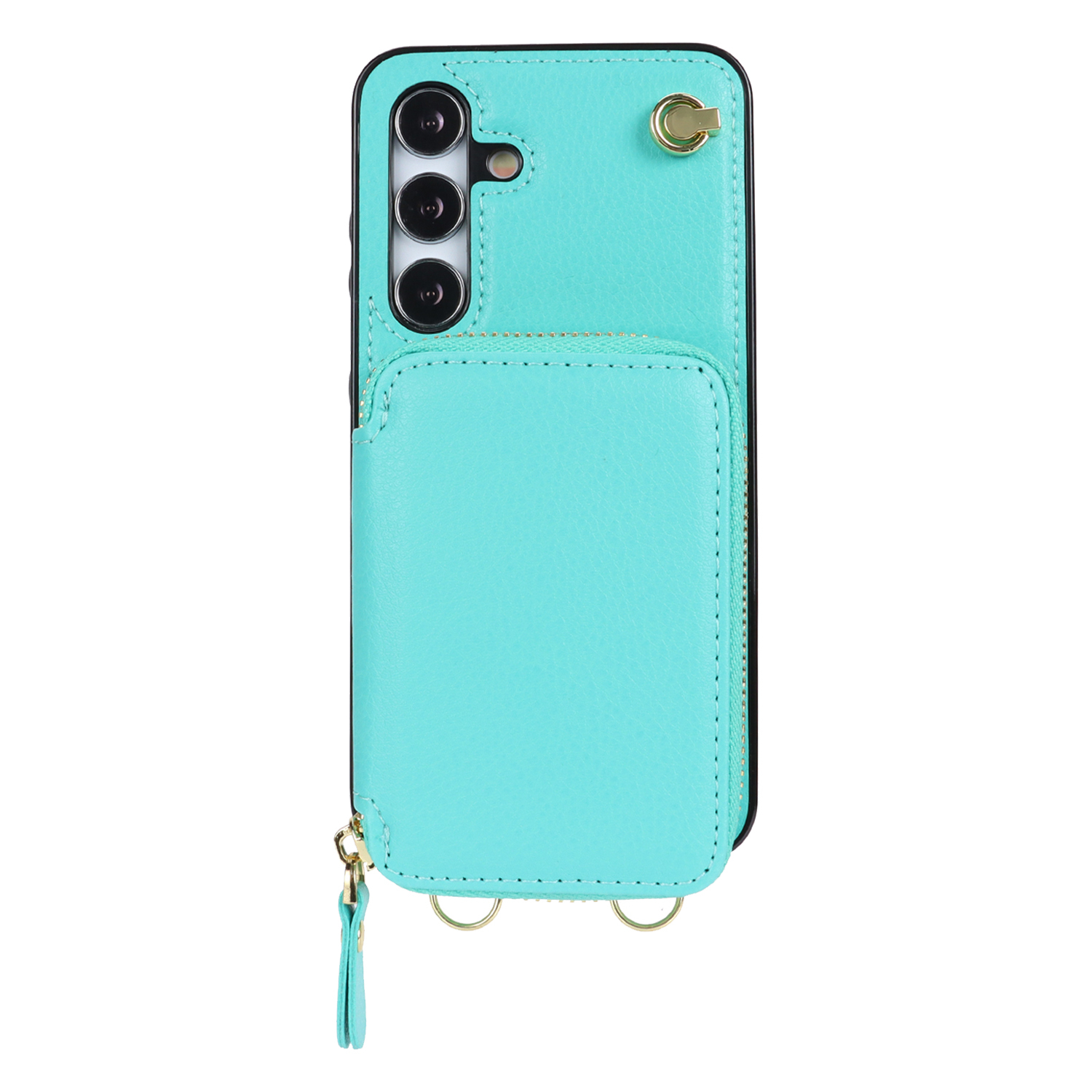 Samsung Galaxy S24  Plus Necklace Leder Schutz Hülle mit Kartenfächer   Handykette (140cm) - Türkis