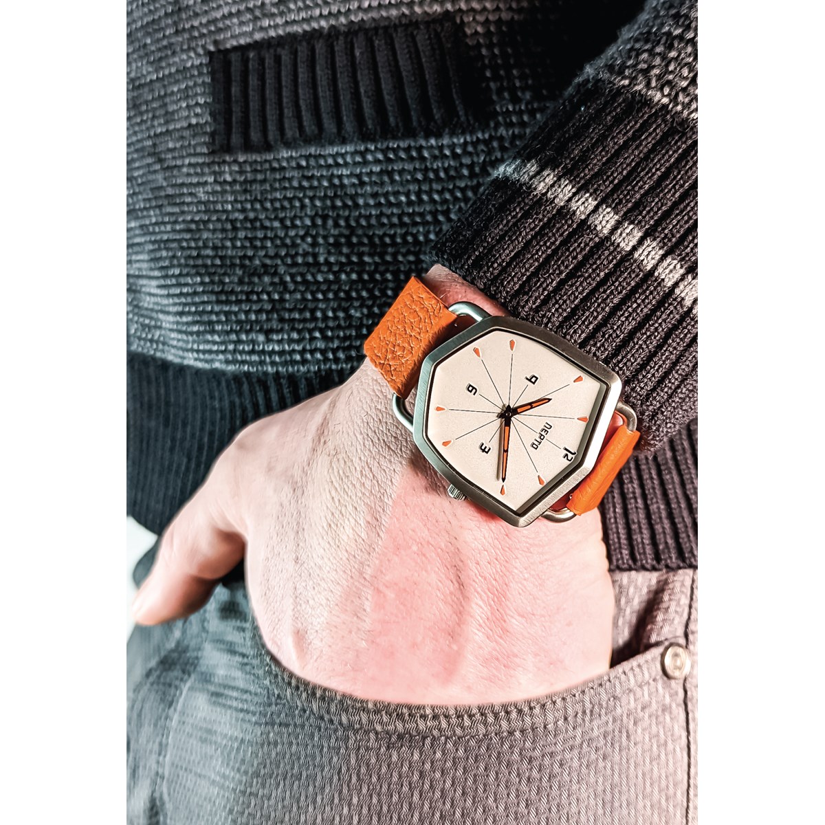 White Reverso - Cuir St Alce Orange