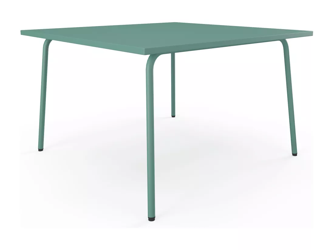 Salle à manger de jardin en métal - une table L.120 cm et 8 fauteuils empilables - Vert amande - MIRMANDE de MYLIA