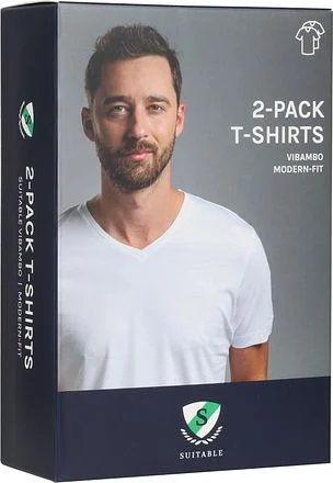 Suitable Vibambo T-Shirt V-Hals Wit 2-Pack 3120 V-Bamb Vibambo kopen