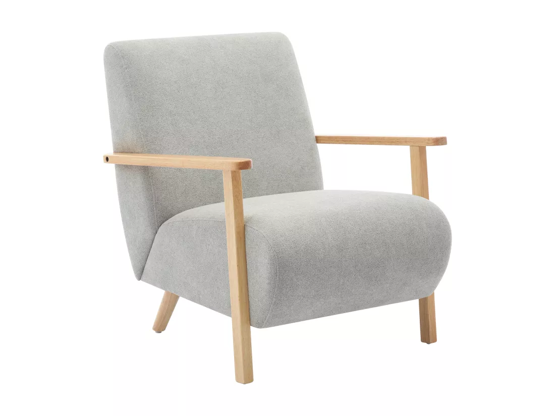 Fauteuil en tissu gris et bois JULOMO
