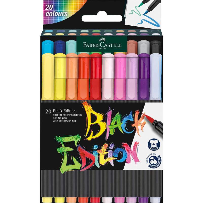 Faber-Castell Pinselstifte Black Edition, 20 Stück, assortiert