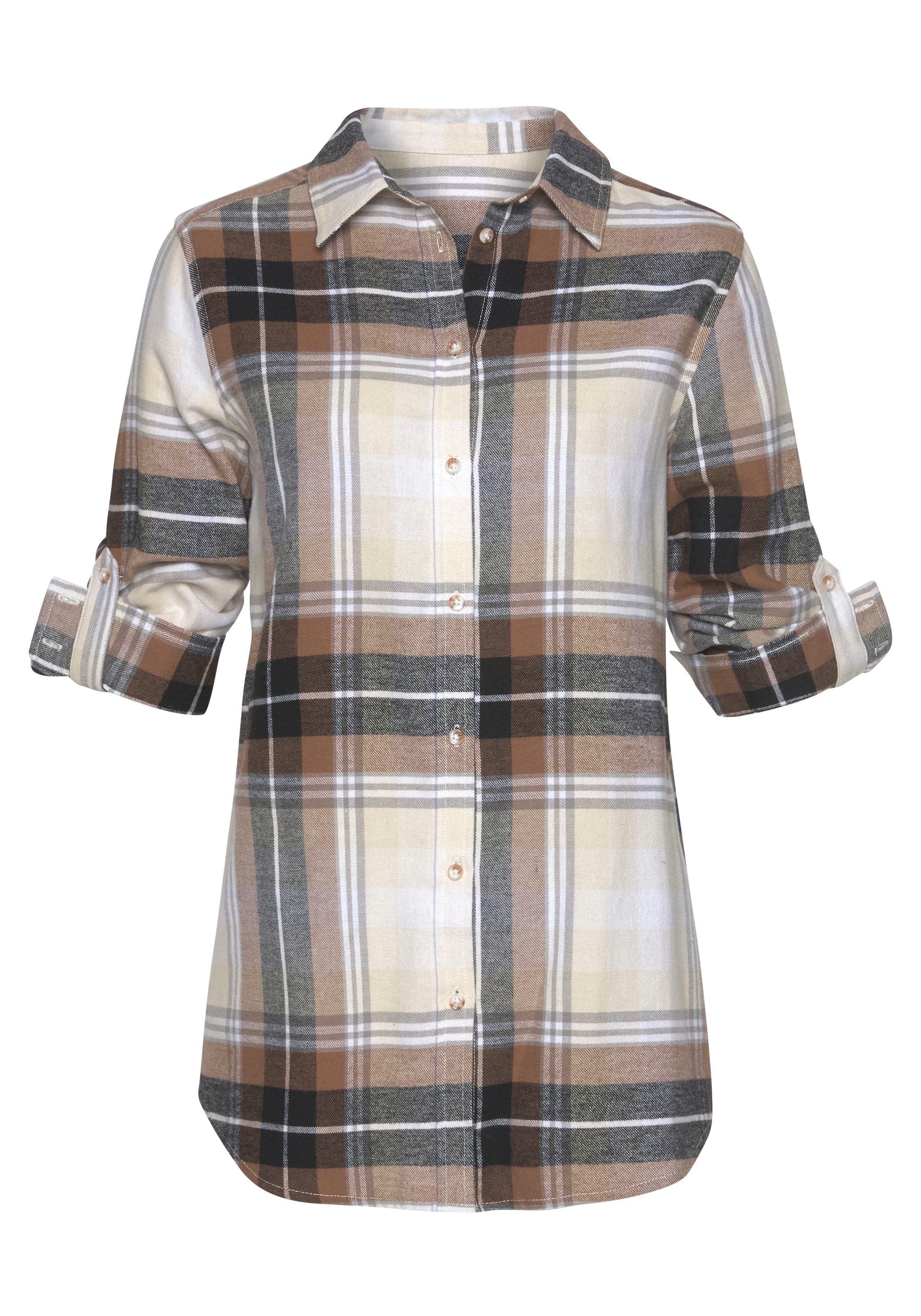 Buffalo Hemdbluse , aus weichem Flanell mit Blusenkragen, Flanellhemd, Karobluse