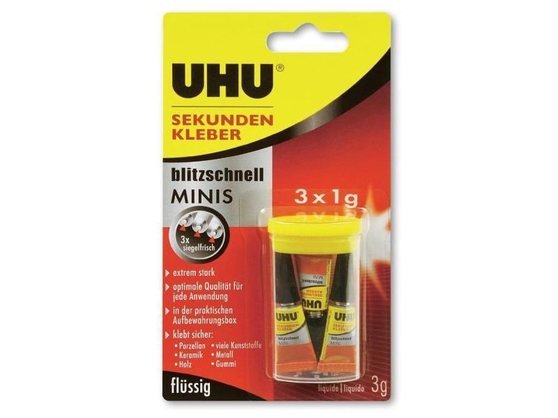 Uhu Sekundenkleber super minis 3 x 1 g