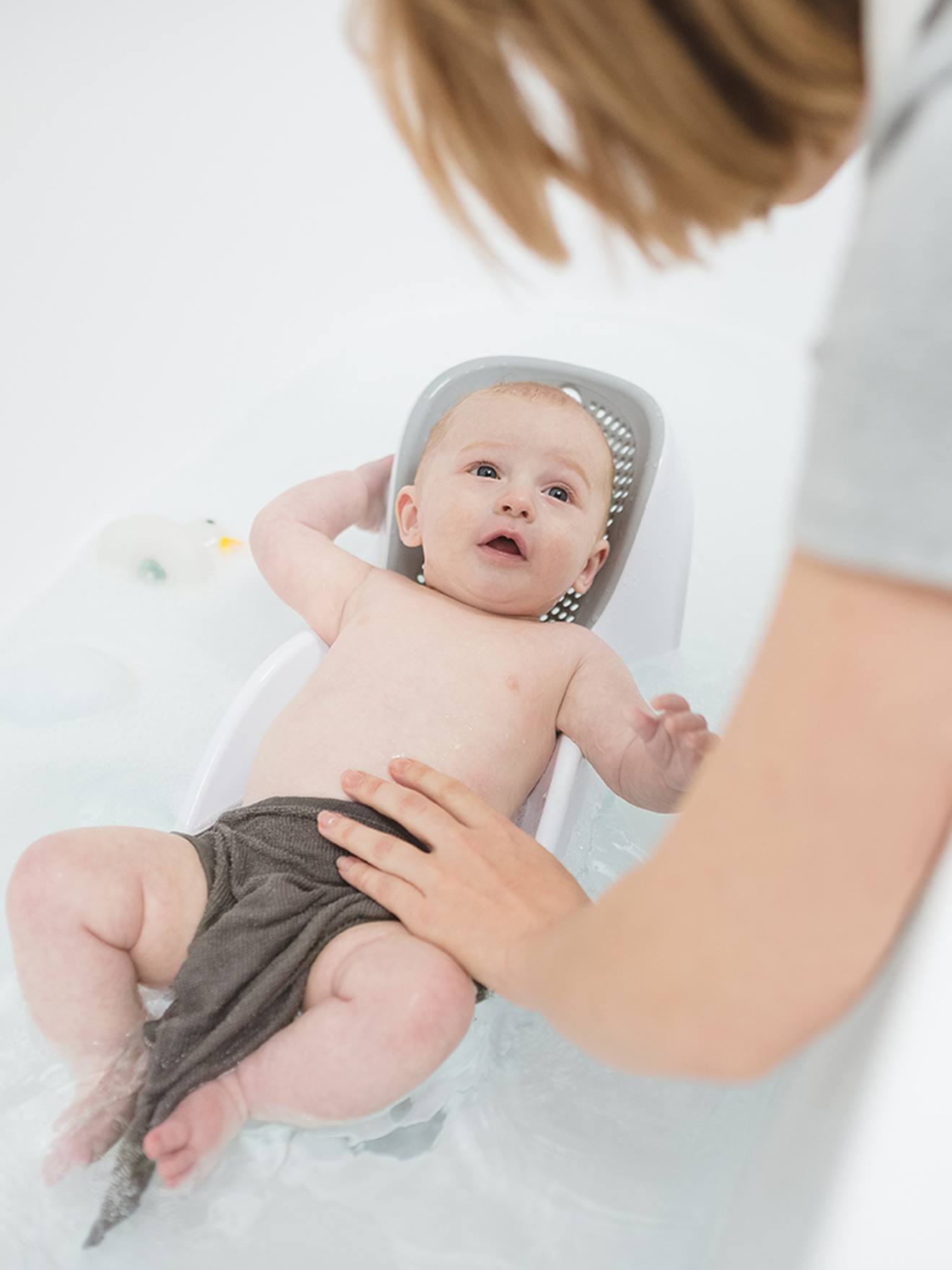Rede de banho Fit ANGELCARE, tamanho médio, cinza liso