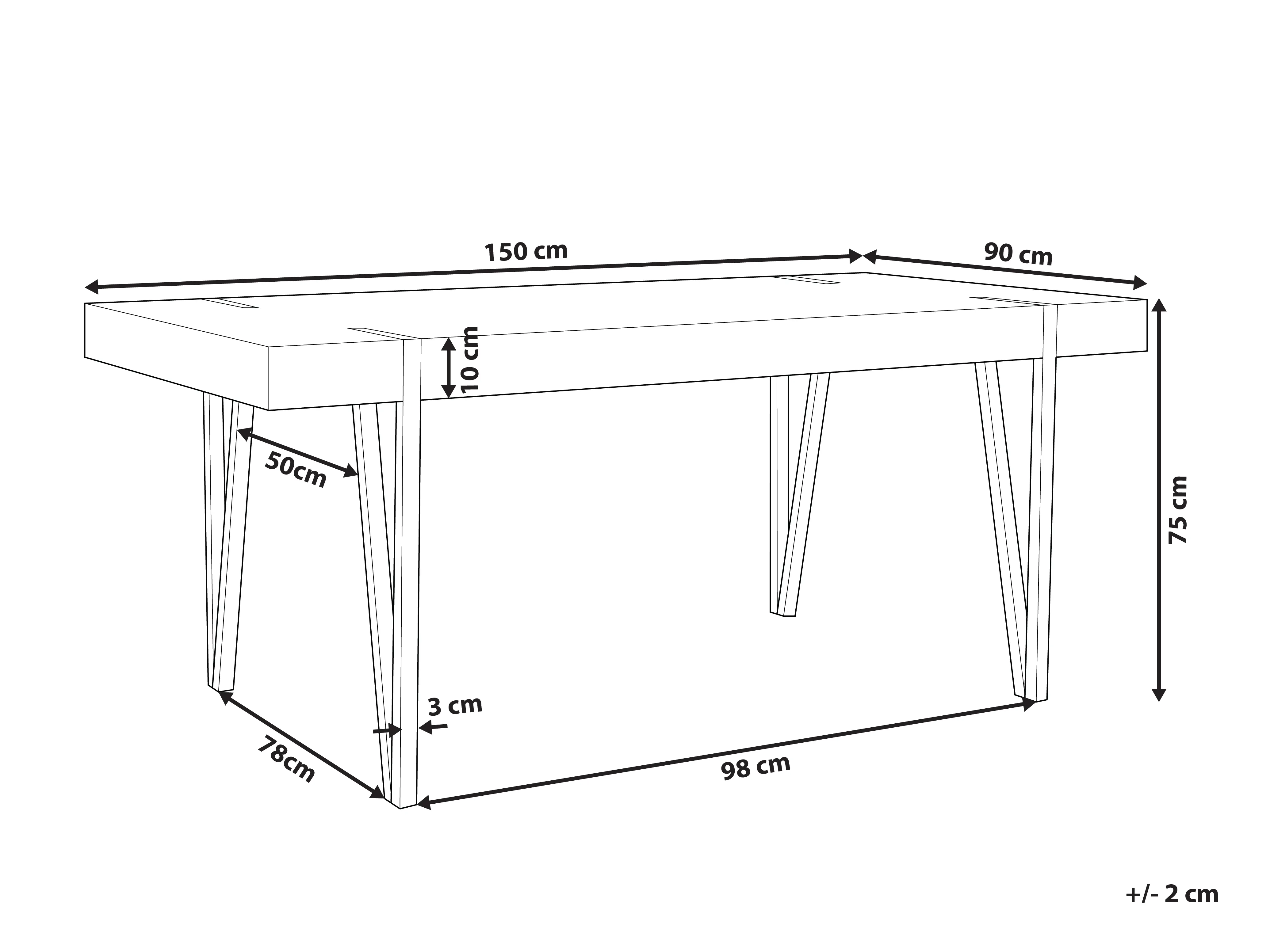 Eettafel ADENA Lichtbruin 90 cm 150 cm