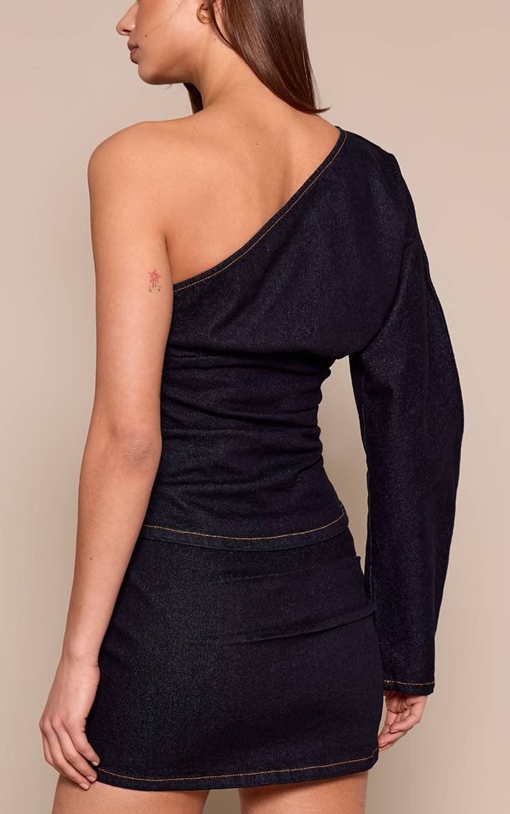 Raw Indigo Wash Mini-jupe En Denim Avec Détail Froncé