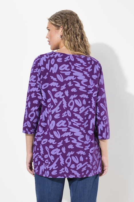 Shirt, A-Linie, Zierfalten, Carree-Ausschnitt, 3/4-Arm