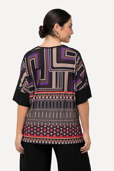 Blusenshirt, Oversized, Rundhals, Halbarm