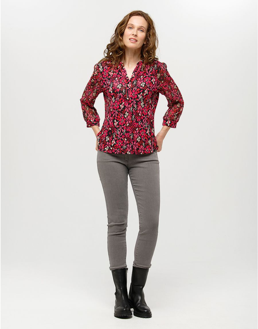 Blouse rose imprimée