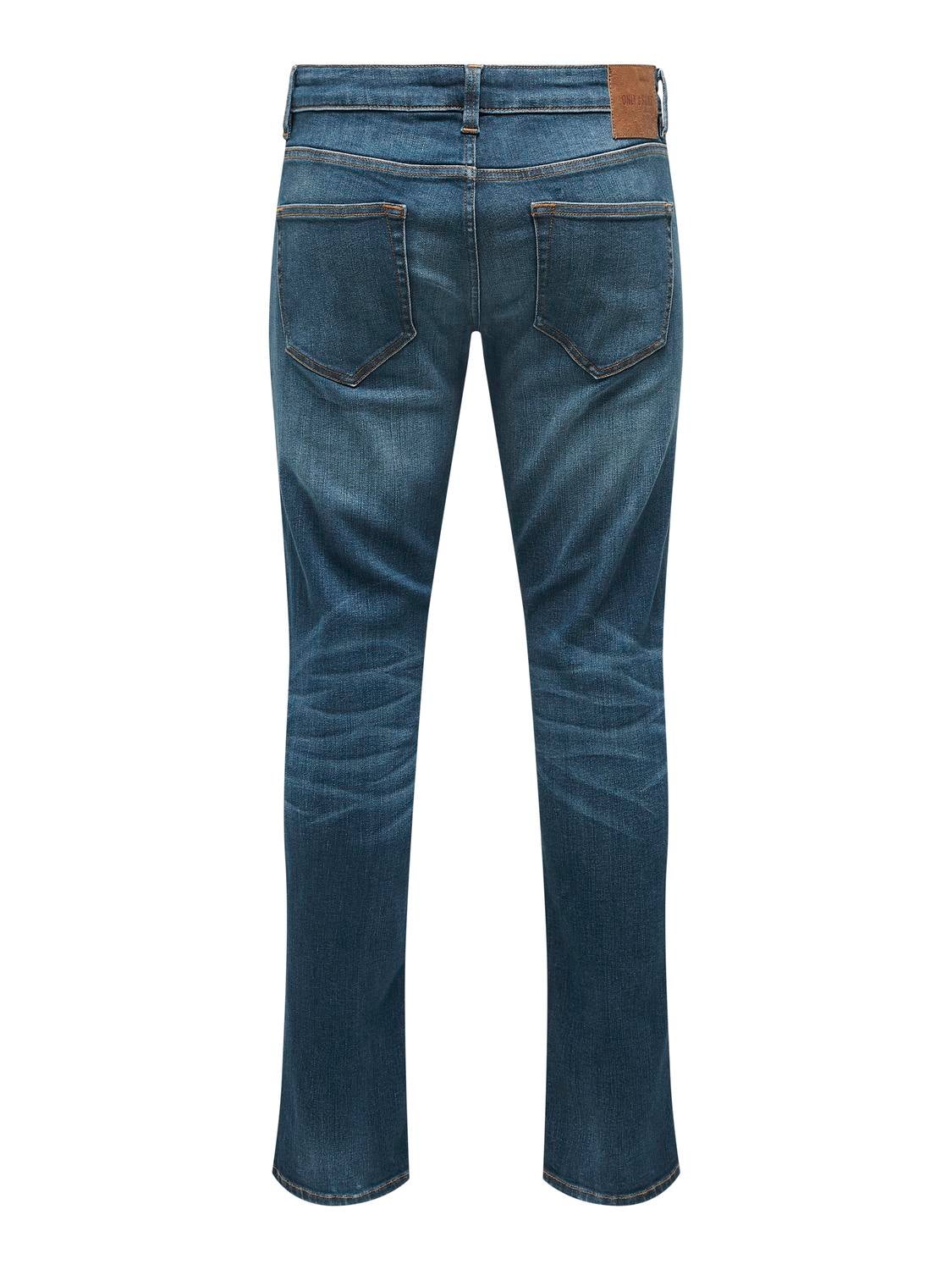 ONSLOOM Niedrige Taille Verjüngter Slim Fit Jeans Dark Medium Blue Denim
