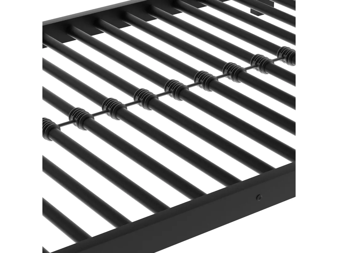 Lit superposé tripe 90x200cm, Cadre de lit en métal avec échelles, pour enfants, adolescents et adultes, noir