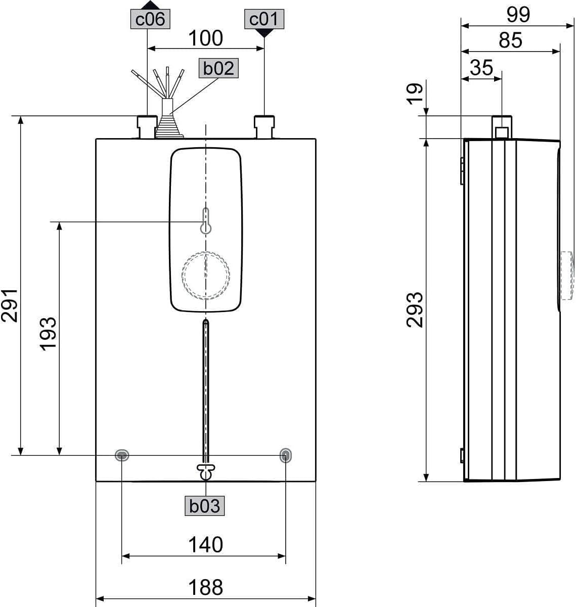 STIEBEL ELTRON elektronischer Kompakt Durchlauferhitzer DCE 11/13 kW für die Küche, Made in Germany, Festanschluss 400 V, solargeeignet, Untertischmontage, VDE geprüft, 230770