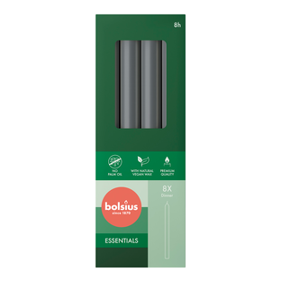 Bolsius Dinerkaars Stormy Grey 230/20 8ST