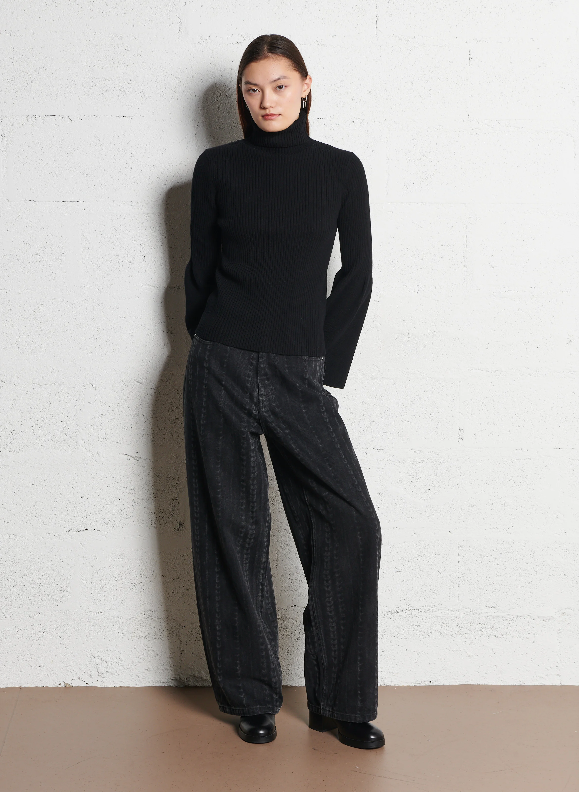 ATLANTA - Jean large taille haute en coton | Noir