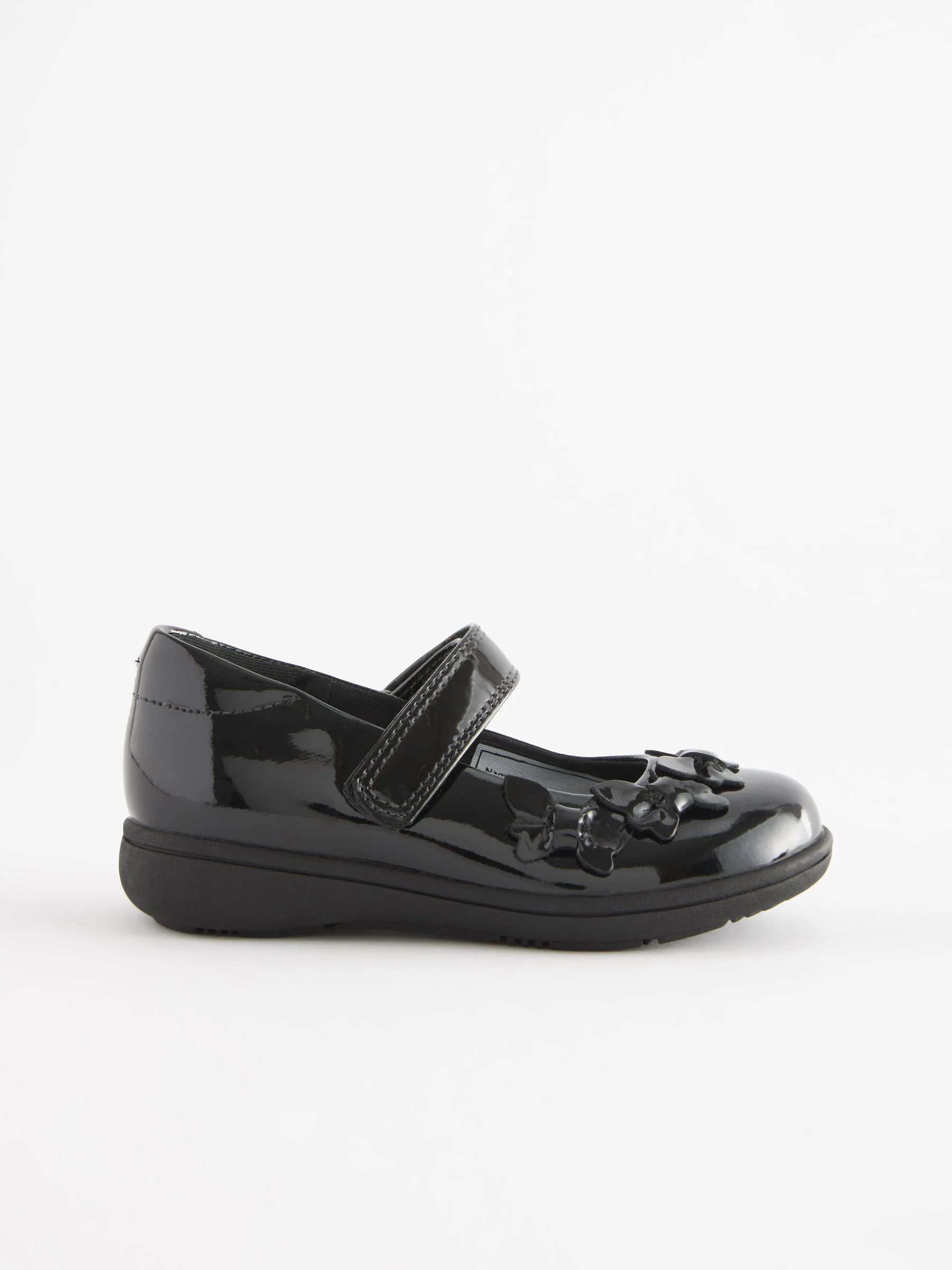 Zwart lak - Junior Mary Jane-schoolschoenen met vlinder