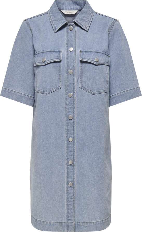 ONLY ONLBELLE S/S BUTTON DRESS DNM GUA Light blue denim
