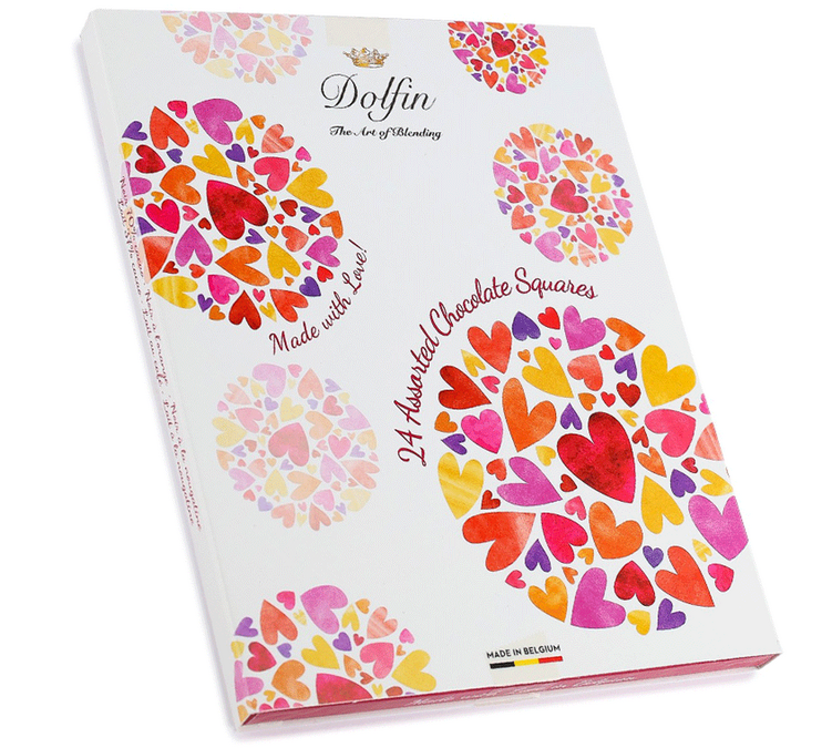 Boite 24 carrés gourmands Love 6 saveurs - DOLFIN