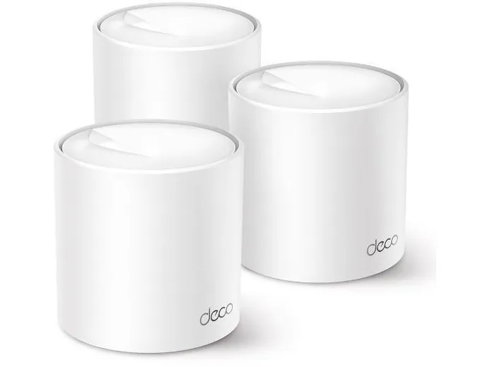 TP-Link Deco X50 (3-pack), Hvid, Intern, CE: <20 dBm (2.4 GHz) <23 dBm (5 GHz) FCC: <30 dBm (2.4 GHz) <30 dBm (5 GHz), Dual-band (2,4 GHz / 5 GHz), Wi-Fi 6 (802.11ax), 802.11a, 802.11b, 802.11g, Wi-Fi 4 (802.11n), Wi-Fi 5 (802.11ac), Wi-Fi 6 (802.11a