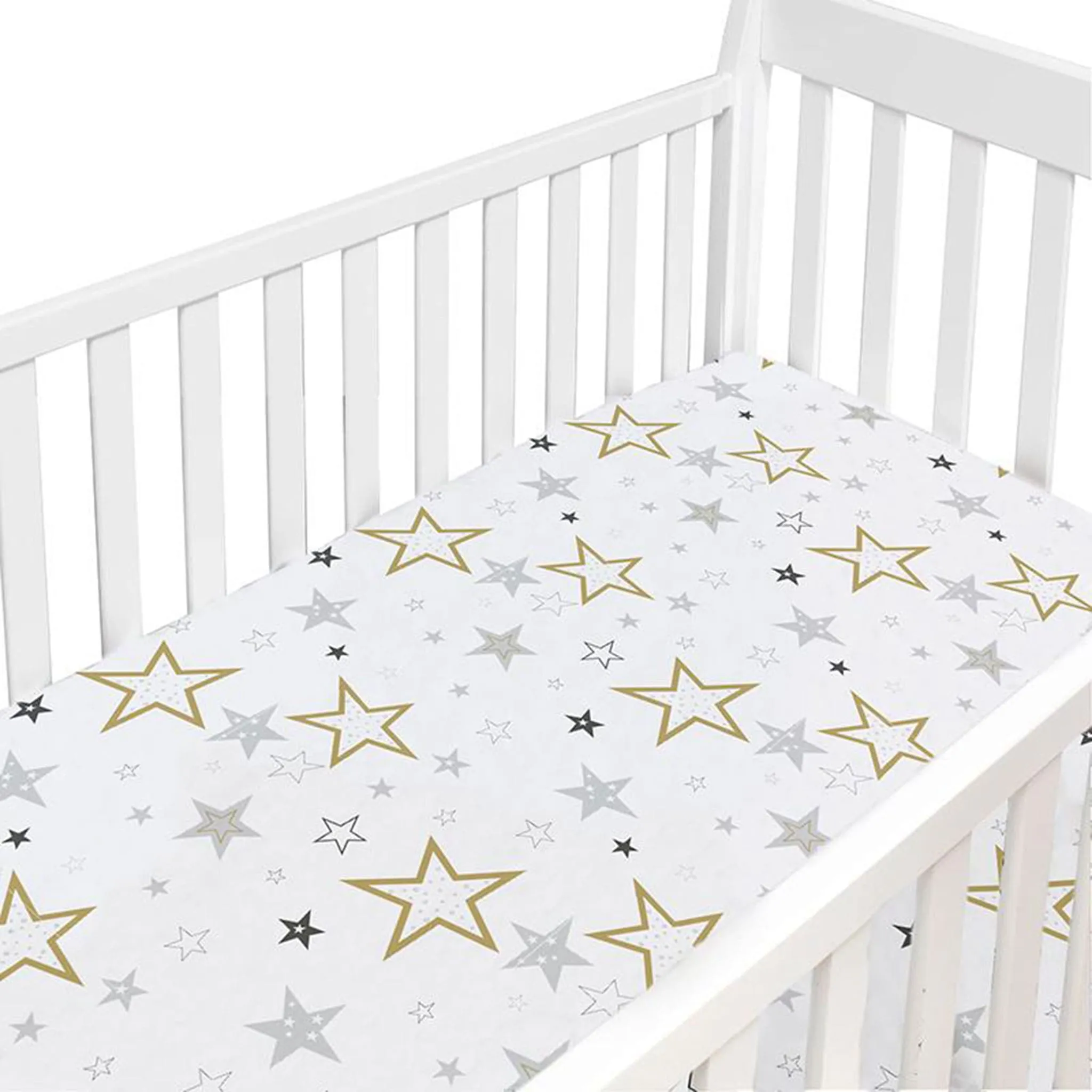 Kushies Drap Contour pour Lit de Bébé - Percale Étoiles