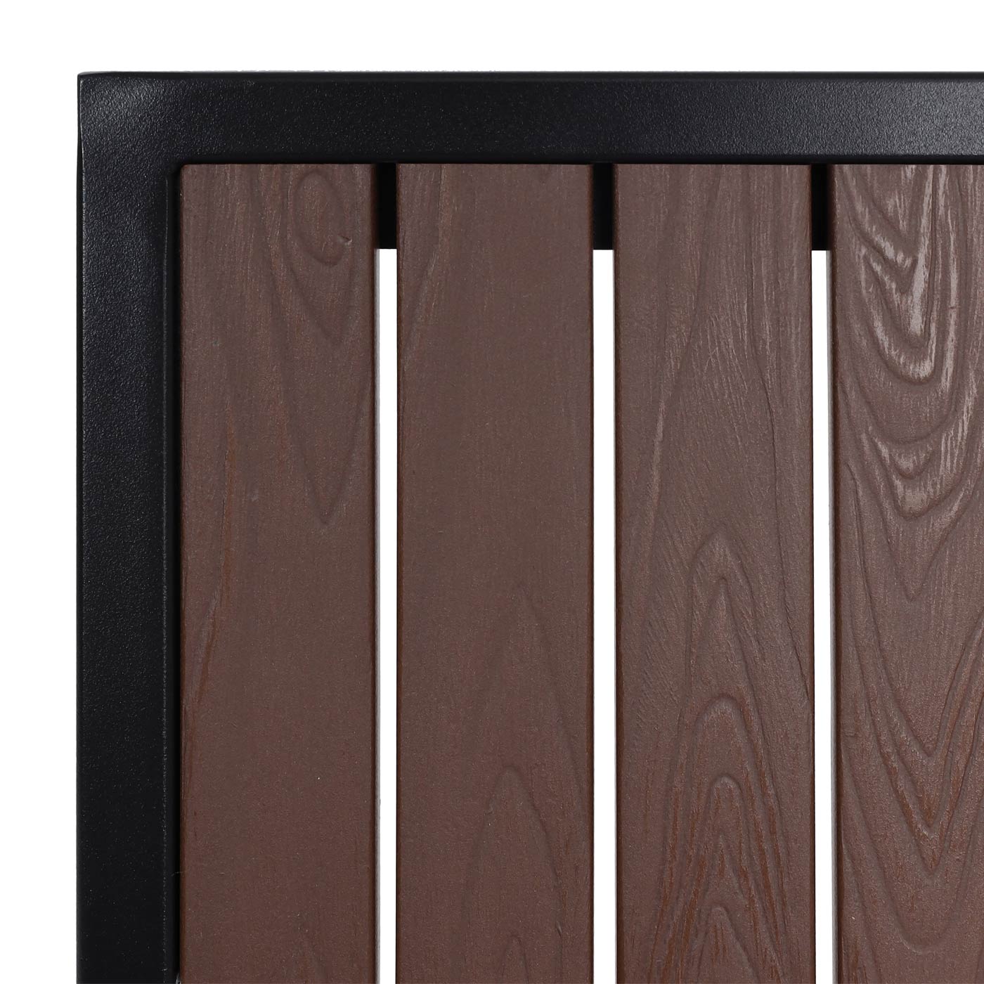 2er-Set Gartenstuhl+Gartentisch MCW-J95, Stuhl Tisch, Gastro Outdoor-Beschichtung, Alu Holzoptik ~ schwarz, dunkelbraun