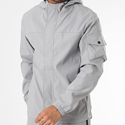 Ensemble Veste Zippée Capuche Et Pantalon Cargo Gris Clair