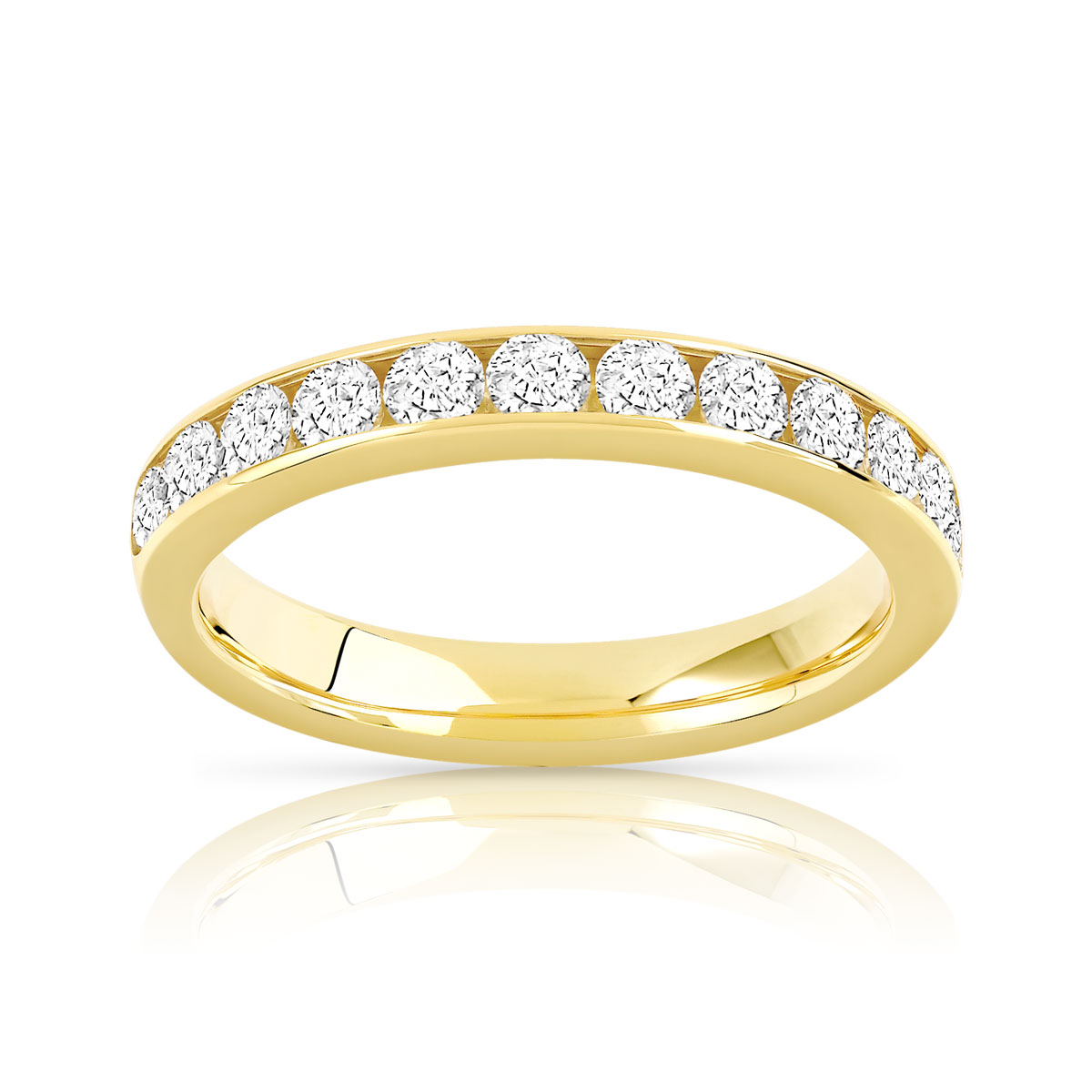Alliance demi-T or 750 jaune diamants synthétiques 0.75 carat