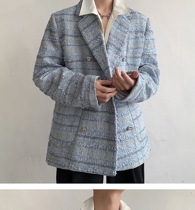 Omozando - Tweed dubbelrijs blazer
