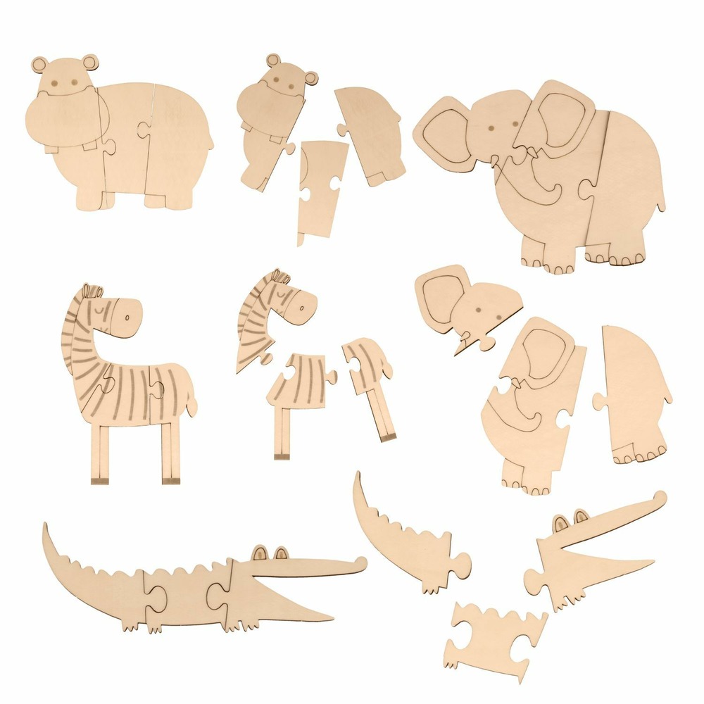 3 jeux enfants safari en bois