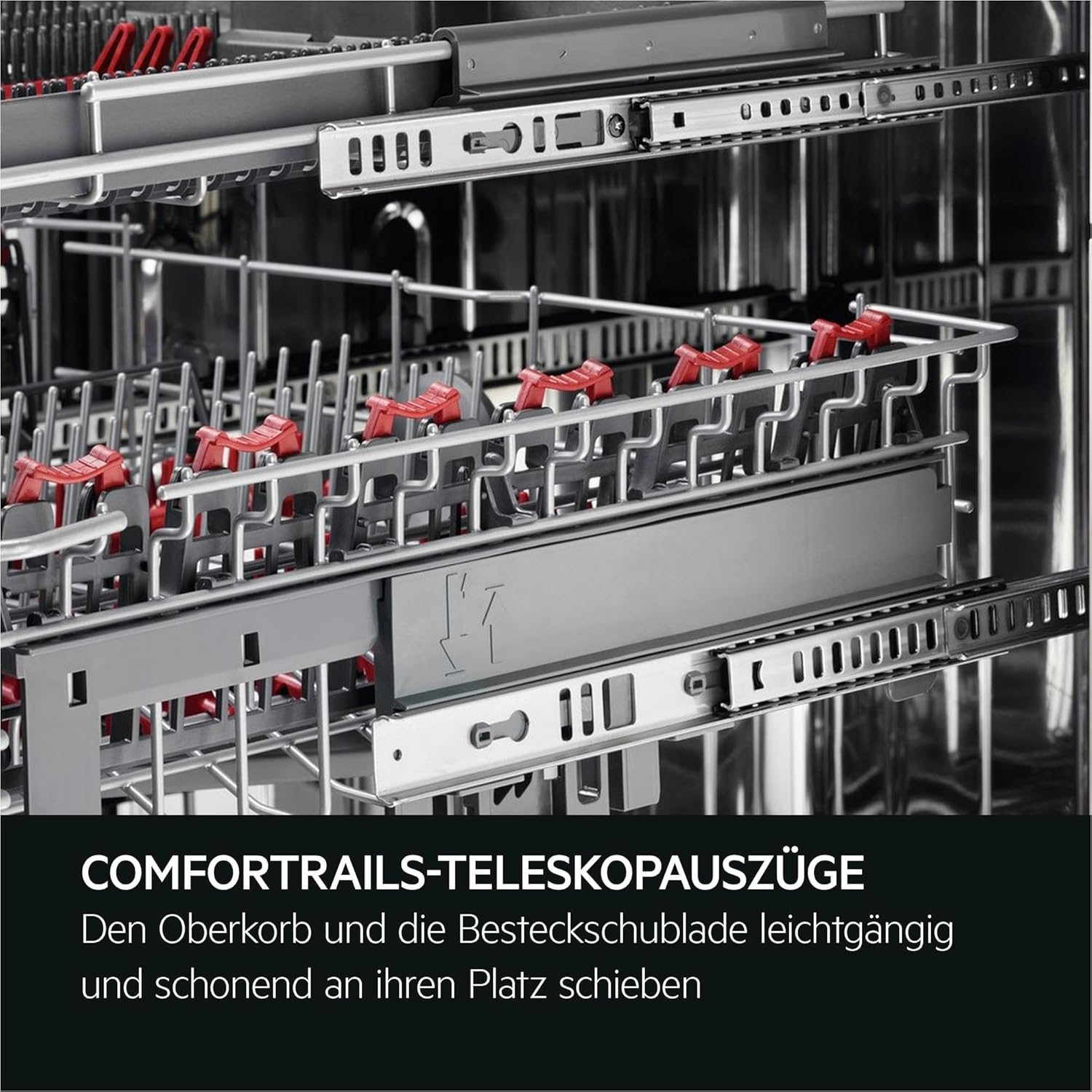 AEG Unterbau Geschirrspüler 60cm, Serie 7000, Glasschutz, Energieklasse A, Besteckschublade, personalisierte Zeit-Steuerung, leise 42dB, Wasserstopp, ComfortRails-Teleskopauszüge, FUS7676APM
