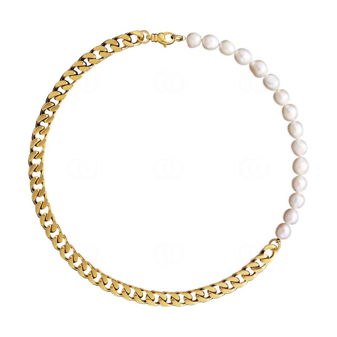 10mm Cuban Link Perlenkette vergoldet