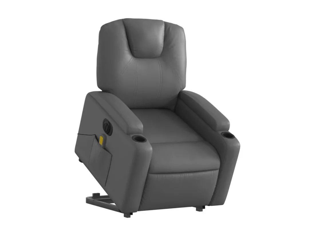Fauteuil inclinable massant électrique gris similicuir