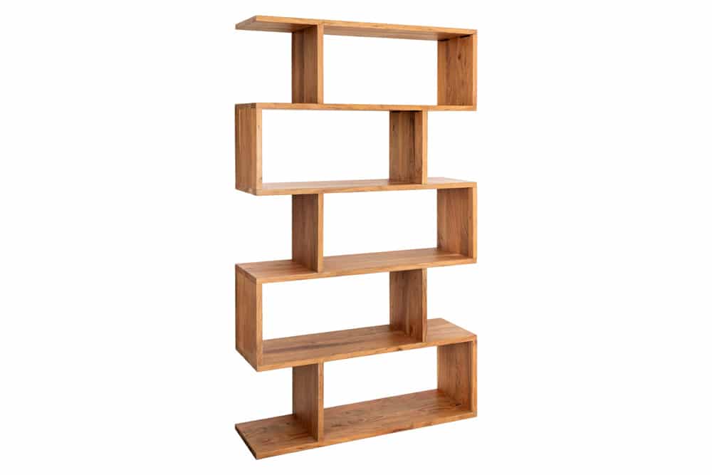 Massives Regal Snake 180cm natur Akazienholz Bücherregal mit fünf Böden