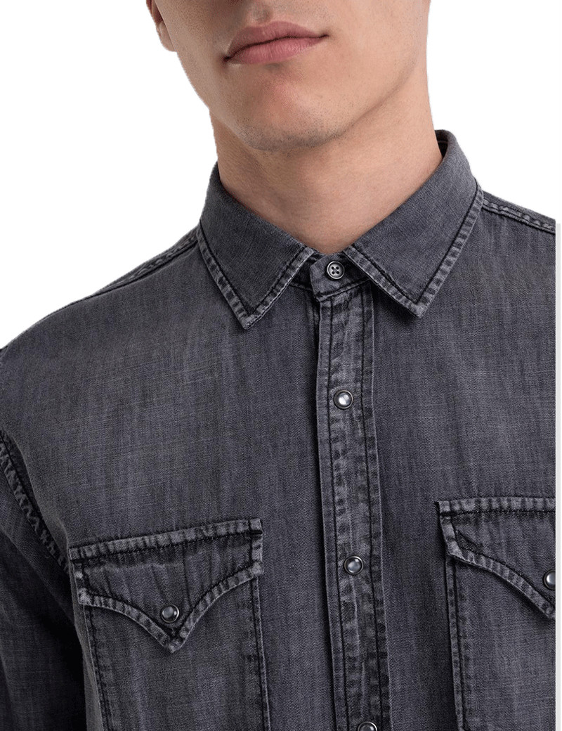 REPLAY CHEMISE HOMME DENIM GRIS FONCÉ