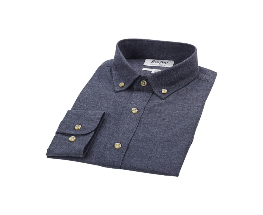Chemise flanelle Anthracite Chiné - Poche poitrine - ALEXANDER