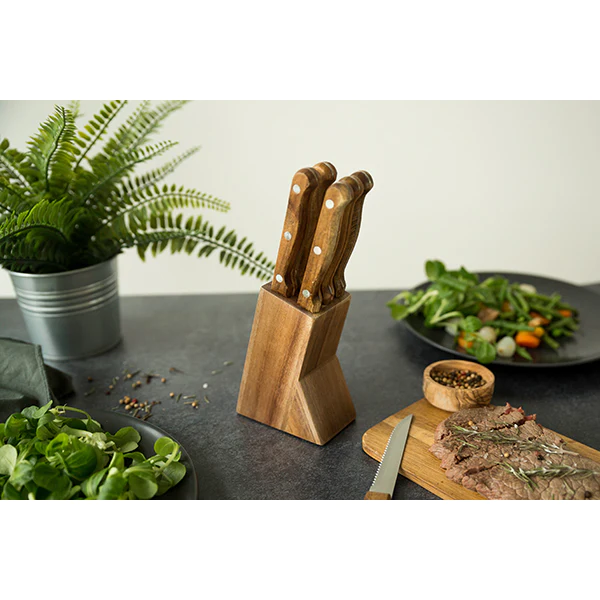 Bloc de 6 couteaux à steak en bois Livoo
