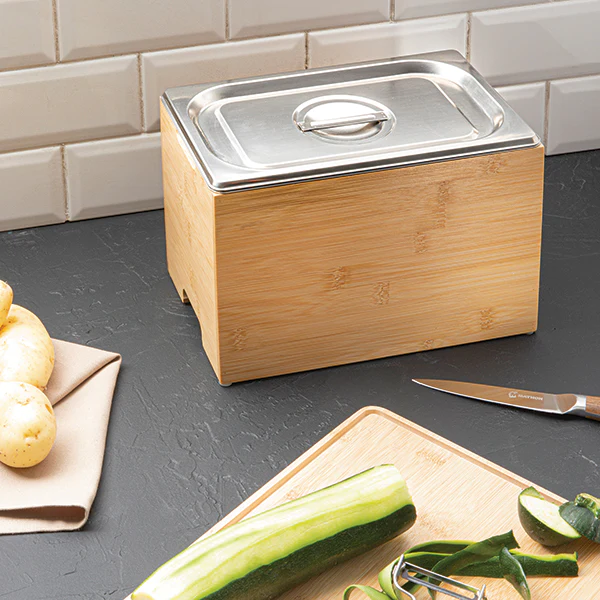 Bac à compost inox et support bambou Mathon